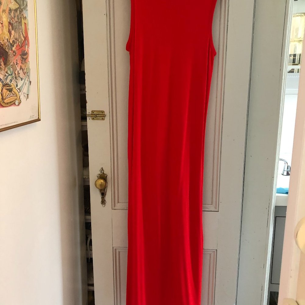 Alexander Wang Maxi Column Dress with Overlay, easy to wear, striking to look at